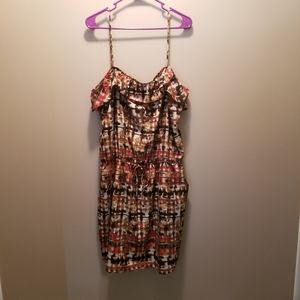 Orange Abstract Ruffle Dress